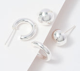 UltraFine 950 Silver Sterling Silver Set of Two Stud and Hoop Earrings